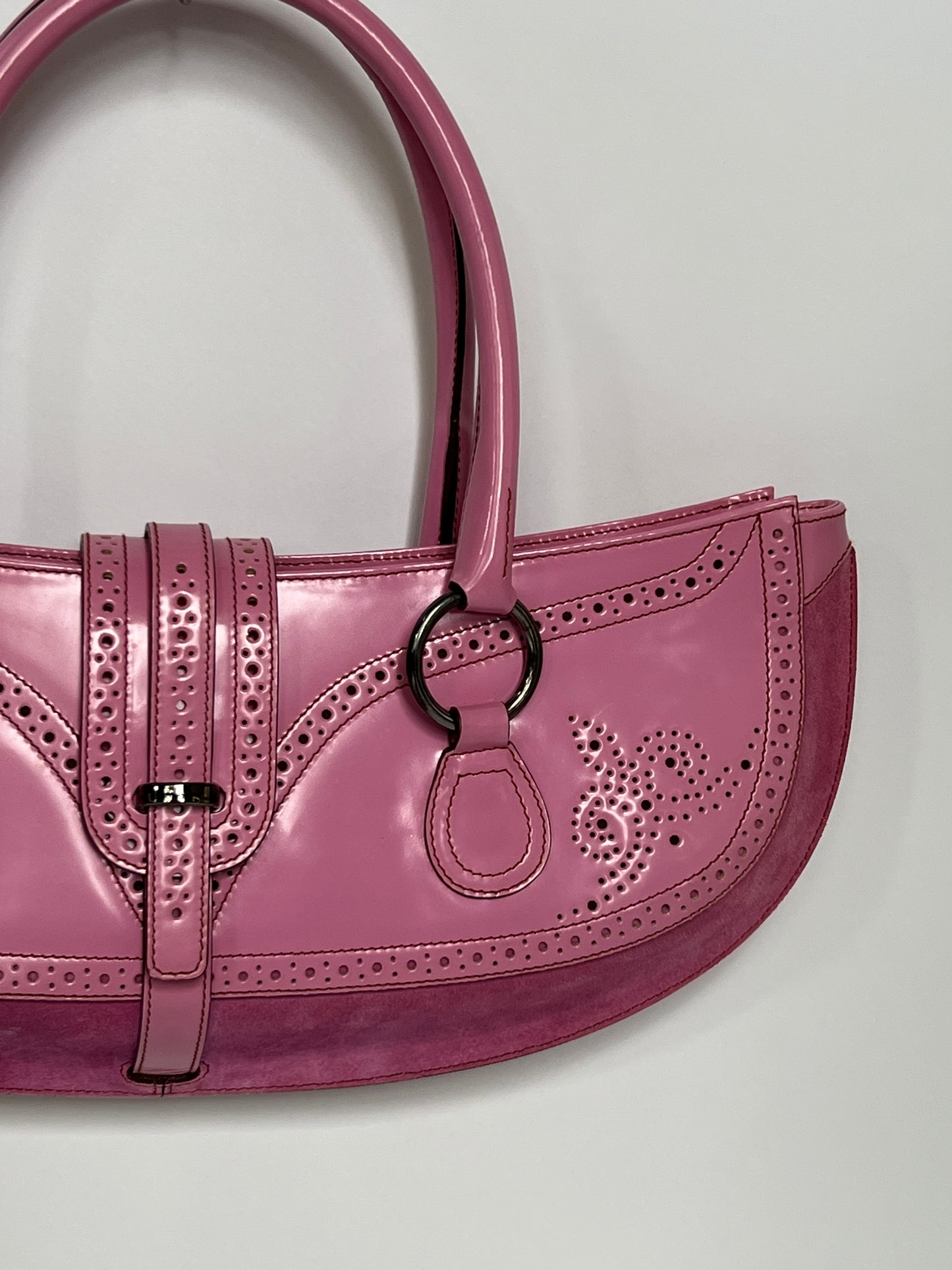 Y2K Pink Leather and Suede Bag