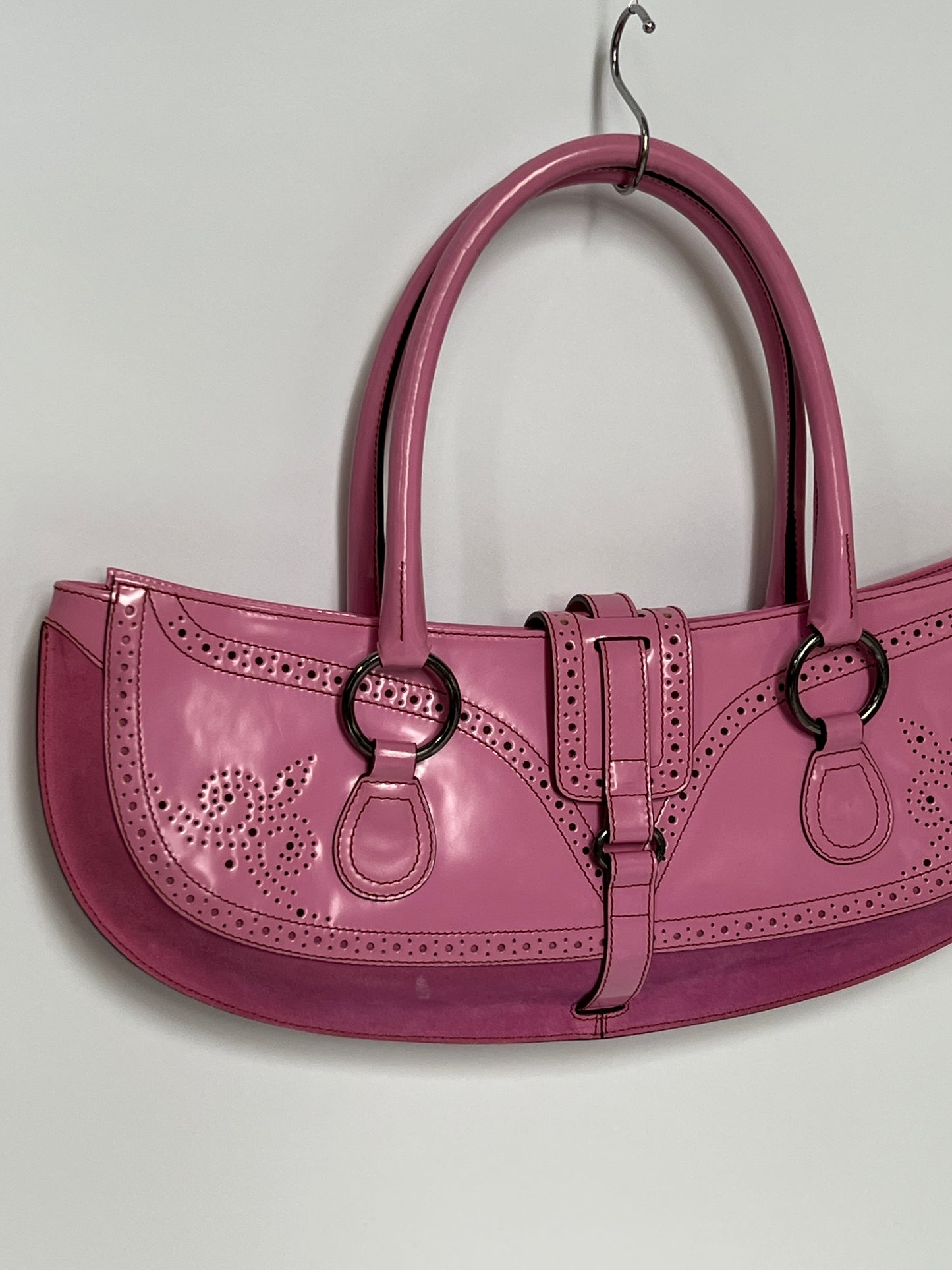 Y2K Pink Leather and Suede Bag