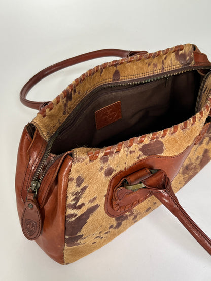 Vintage Tan Leather Pony Hair Bag