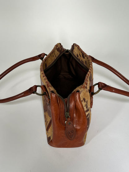 Vintage Tan Leather Pony Hair Bag
