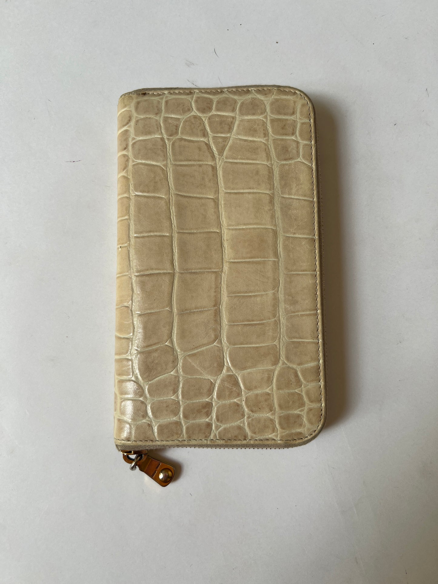 Miu Miu Croc-Embossed Leather Zip Wallet