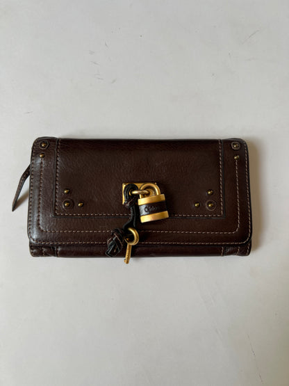 Chloé Paddington Choc Brown Leather Wallet with Padlock