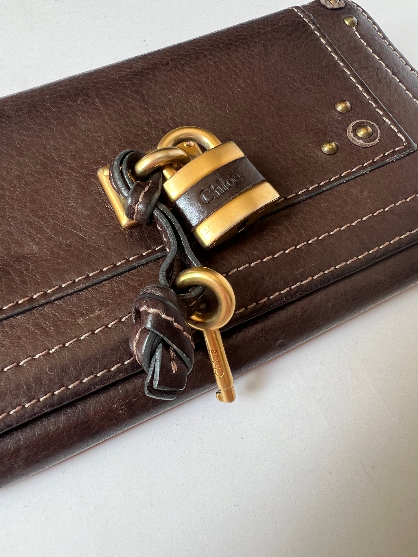 Chloé Paddington Choc Brown Leather Wallet with Padlock