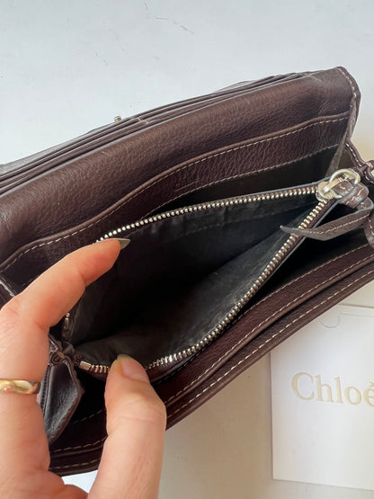Chloé Paddington Choc Brown Leather Wallet with Padlock