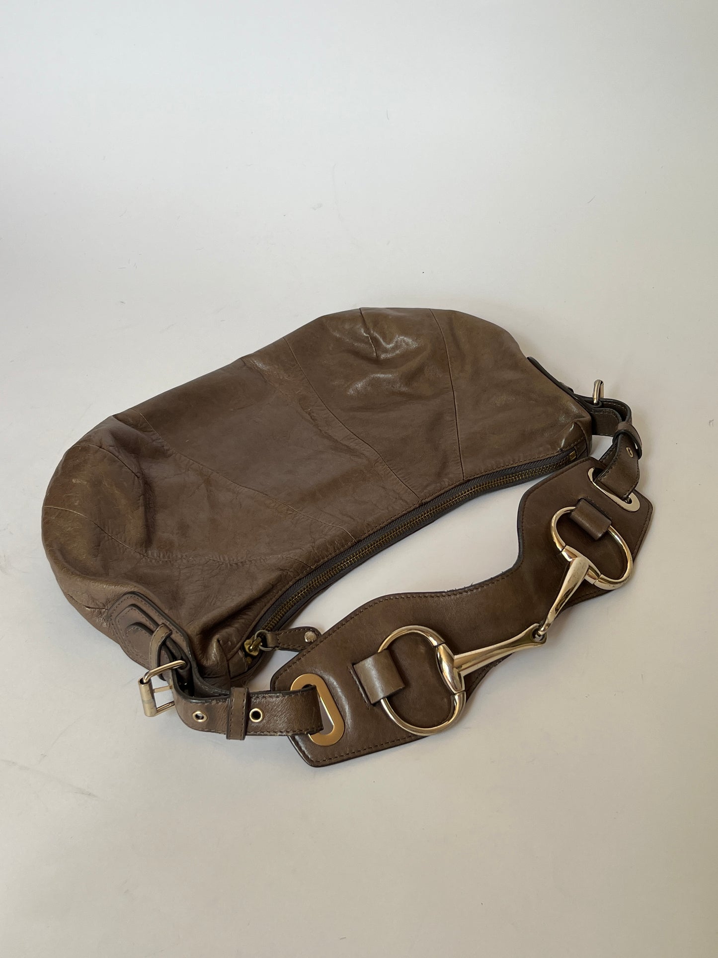 Russet Leather Horsebit Shoulder Bag