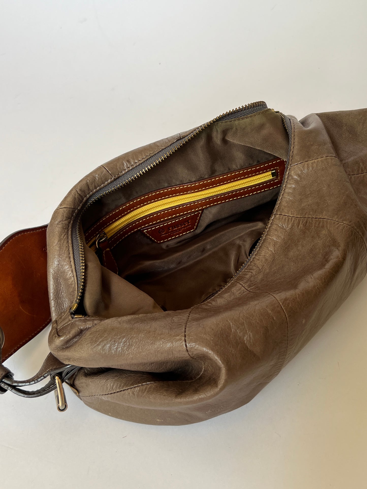 Russet Leather Horsebit Shoulder Bag