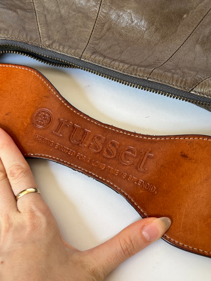 Russet Leather Horsebit Shoulder Bag