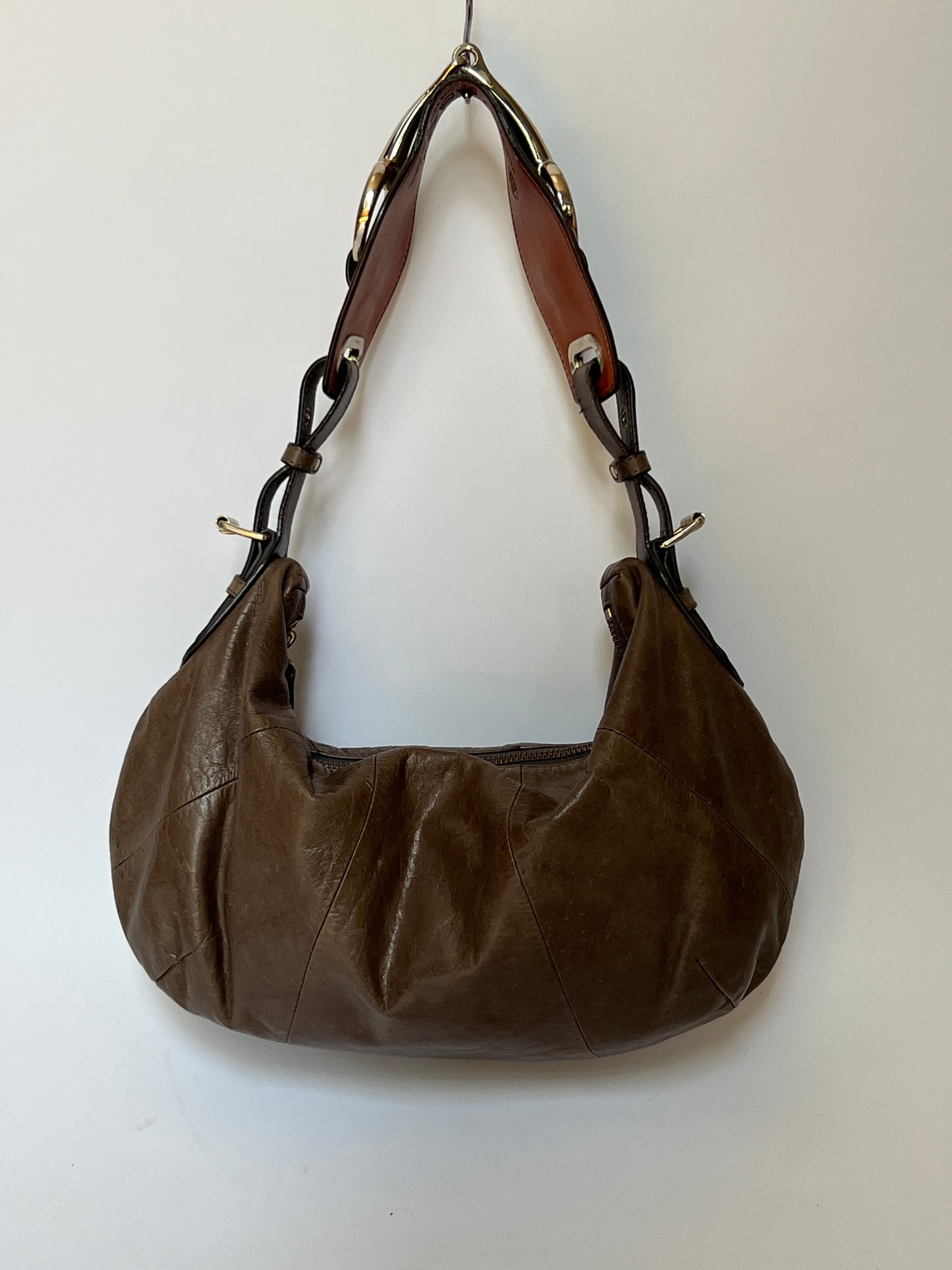 Russet Leather Horsebit Shoulder Bag