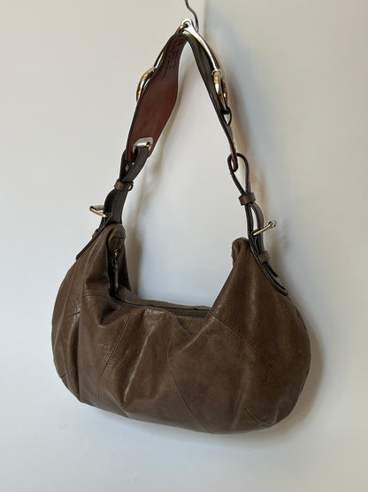 Russet Leather Horsebit Shoulder Bag