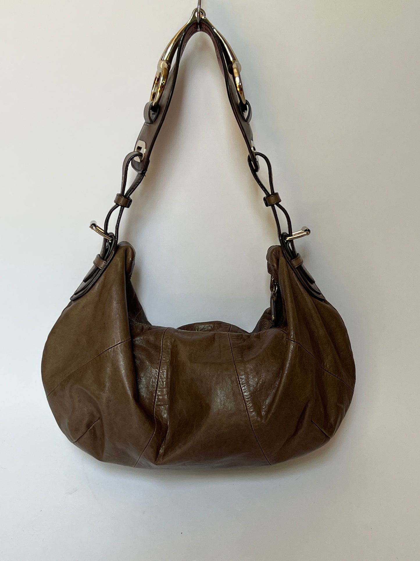 Russet Leather Horsebit Shoulder Bag