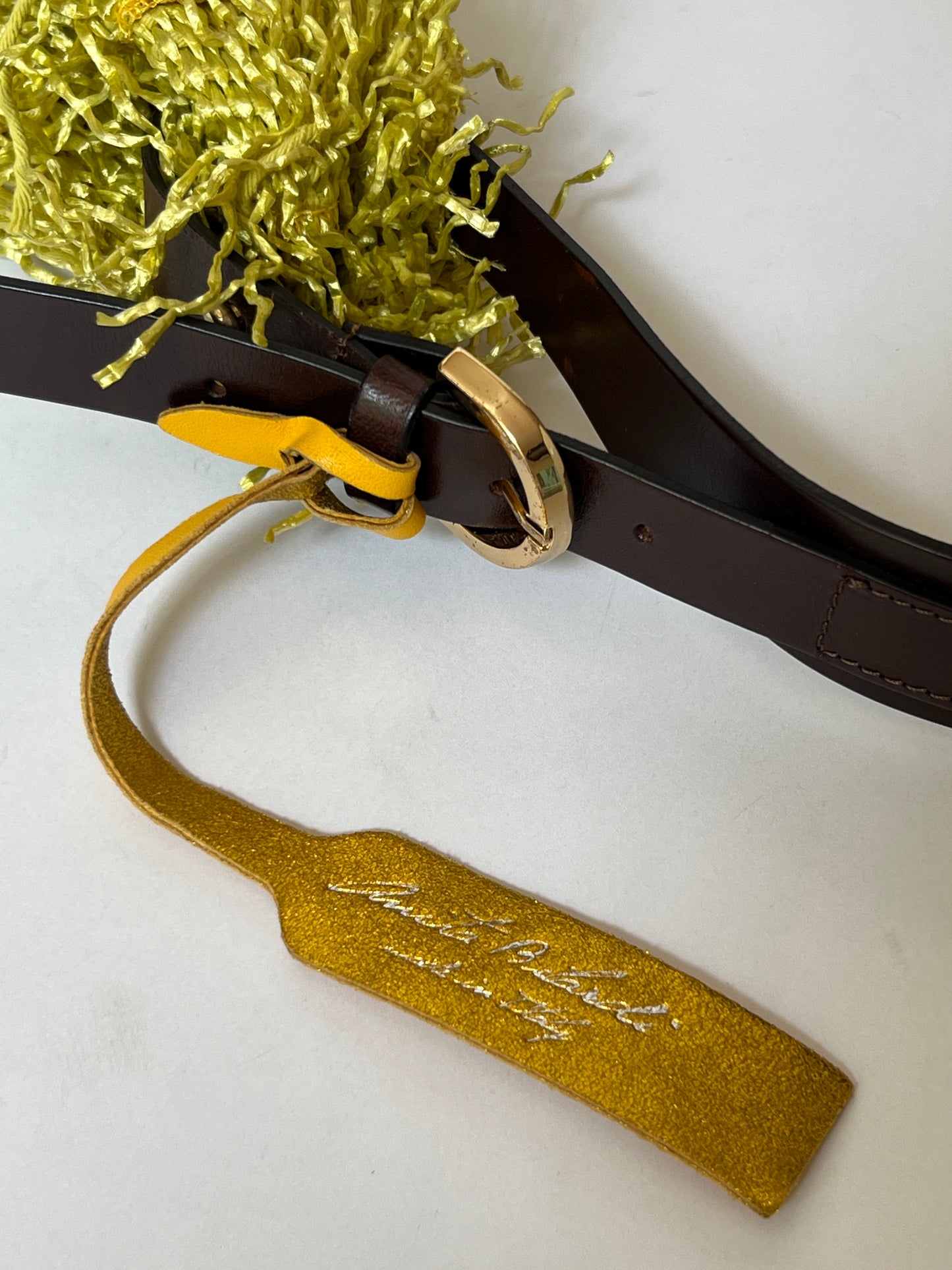 Italian Chartreuse Straw Fringe Bag — Leather Handle