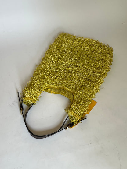Italian Chartreuse Straw Fringe Bag — Leather Handle