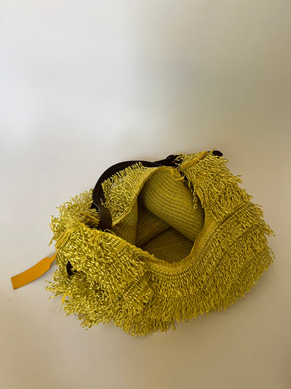 Italian Chartreuse Straw Fringe Bag — Leather Handle