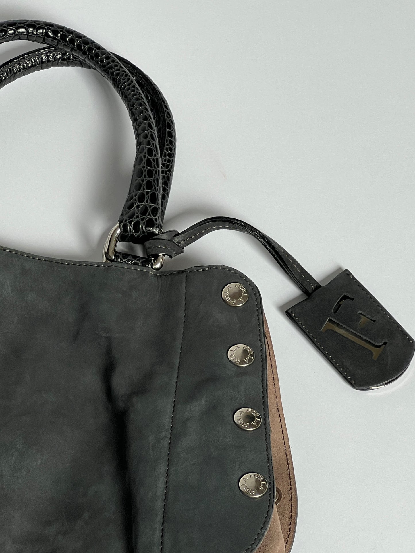 Furla Suede Leather Studded Bag