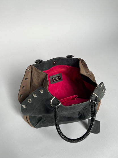 Furla Suede Leather Studded Bag