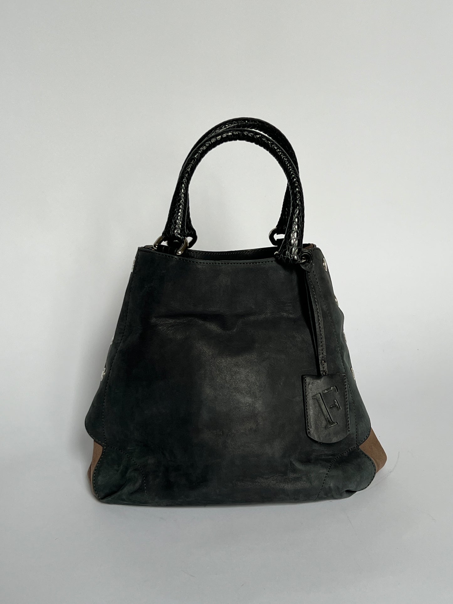 Furla Suede Leather Studded Bag