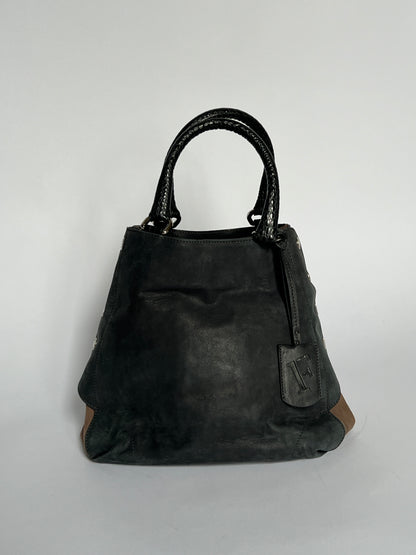 Furla Suede Leather Studded Bag