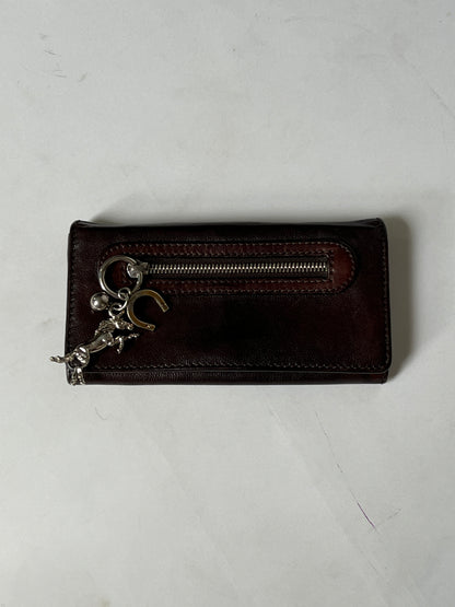 Chloe Horse Charm Leather Wallet — Brown