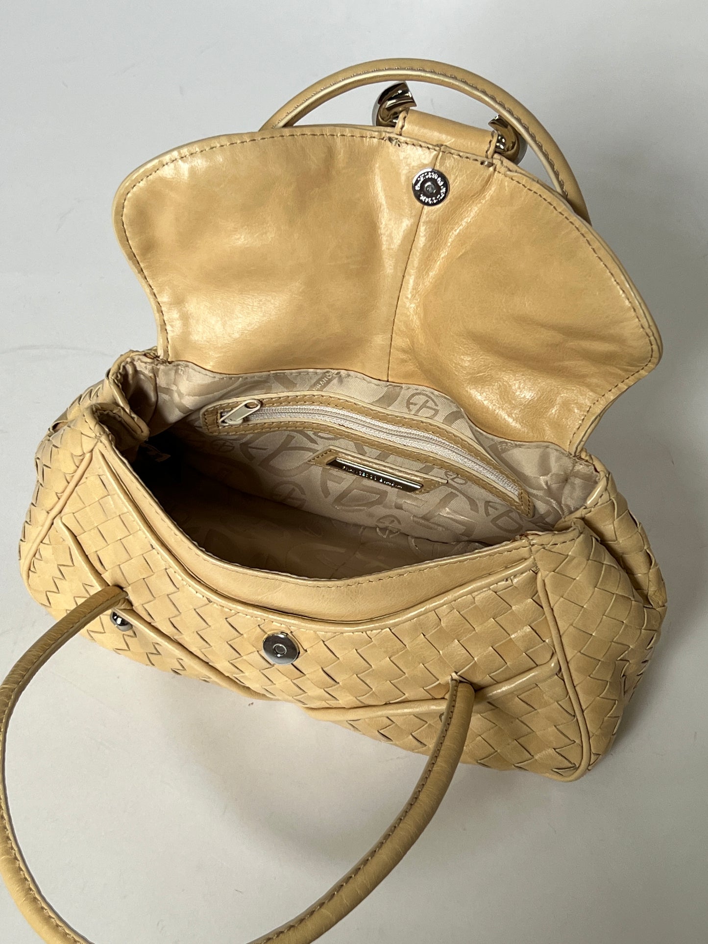 Francesco Biasia Woven Leather Top Handle Bag