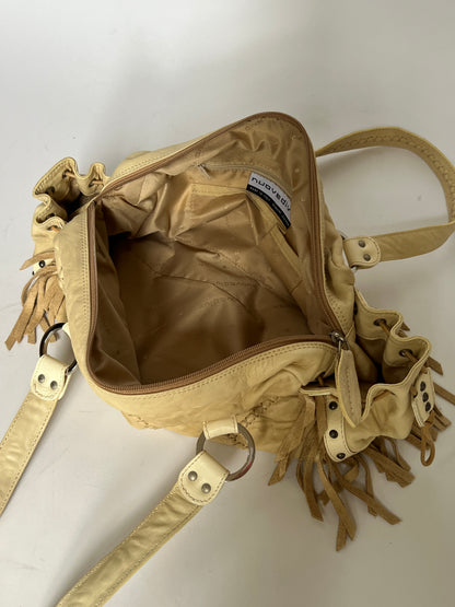 Italian Leather Fringe Shoulder Bag
