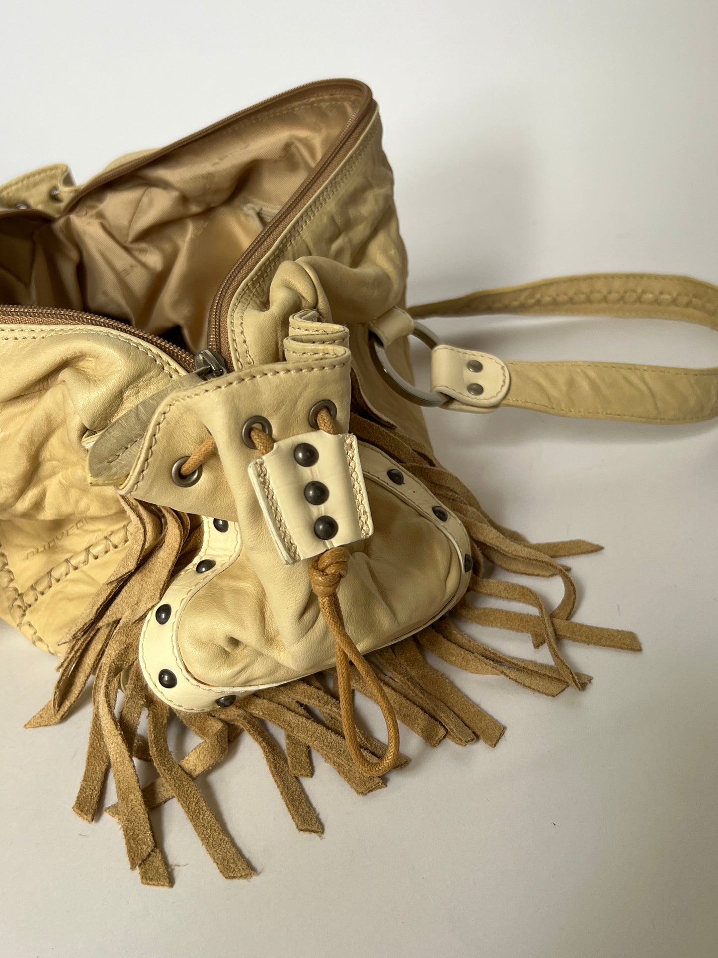 Italian Leather Fringe Shoulder Bag