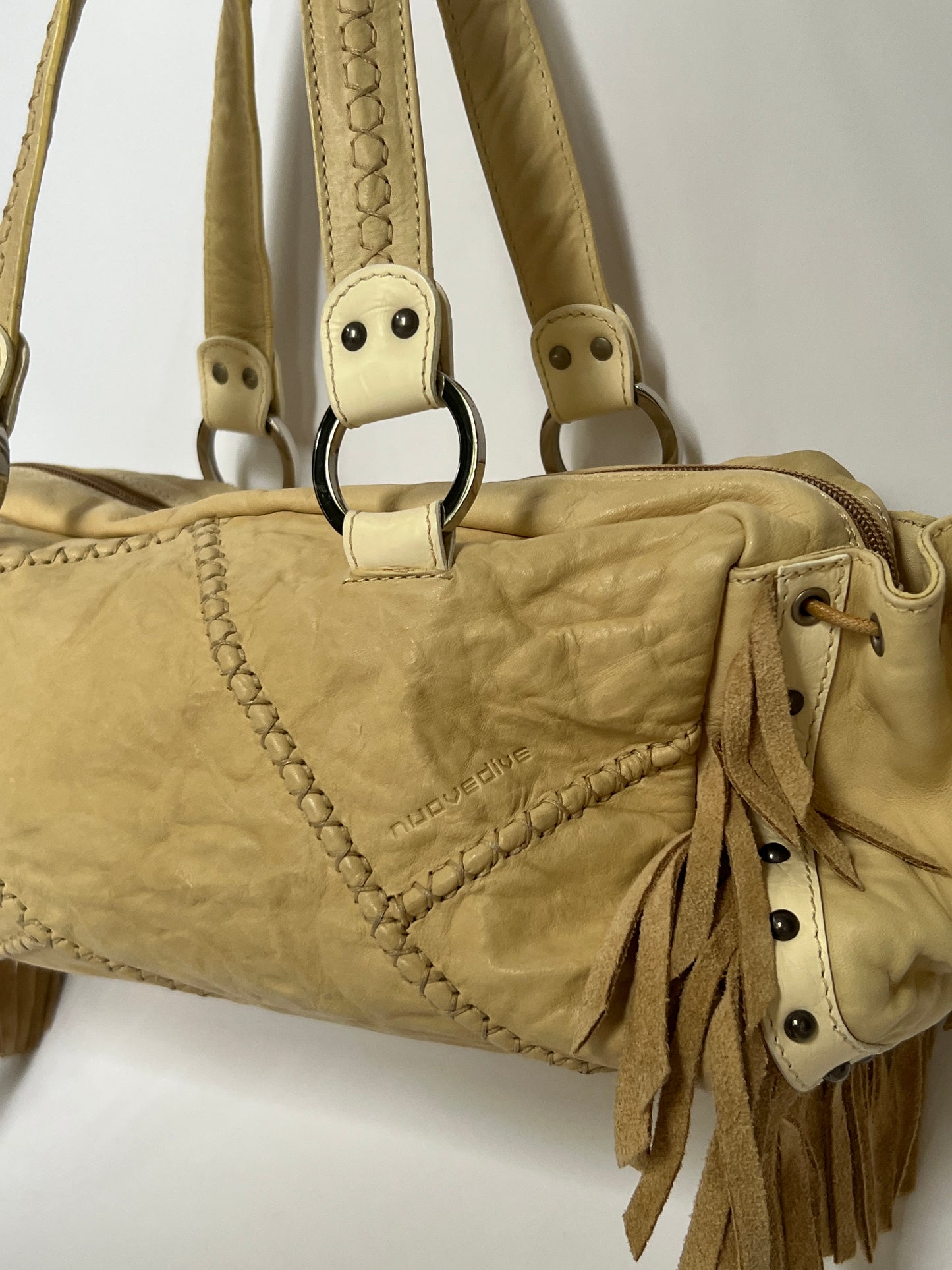 Italian Leather Fringe Shoulder Bag