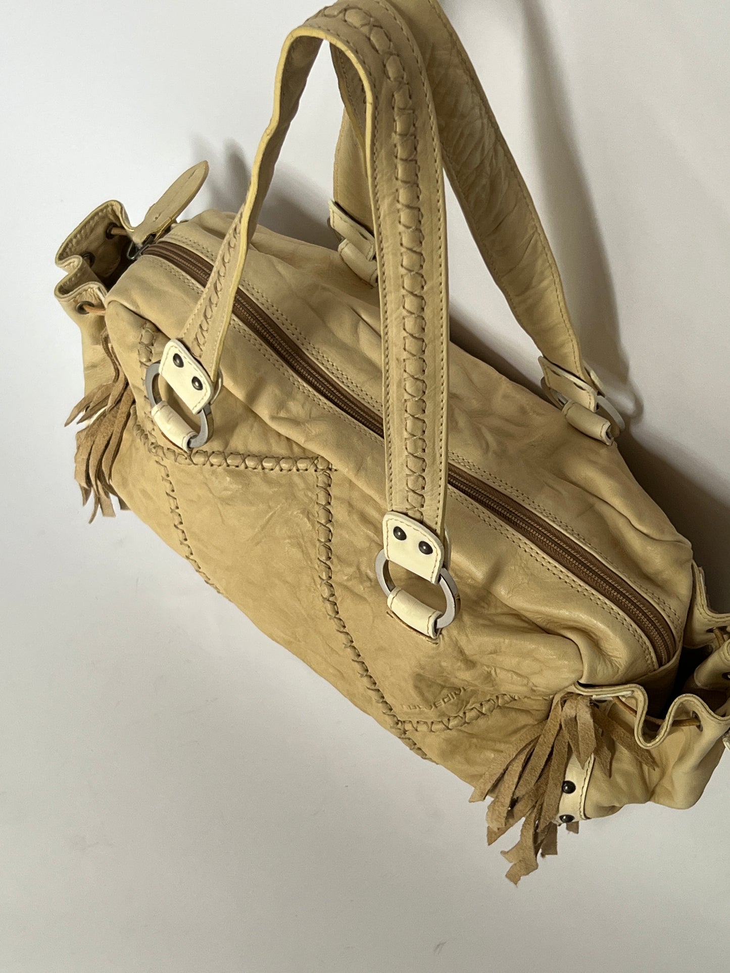 Italian Leather Fringe Shoulder Bag