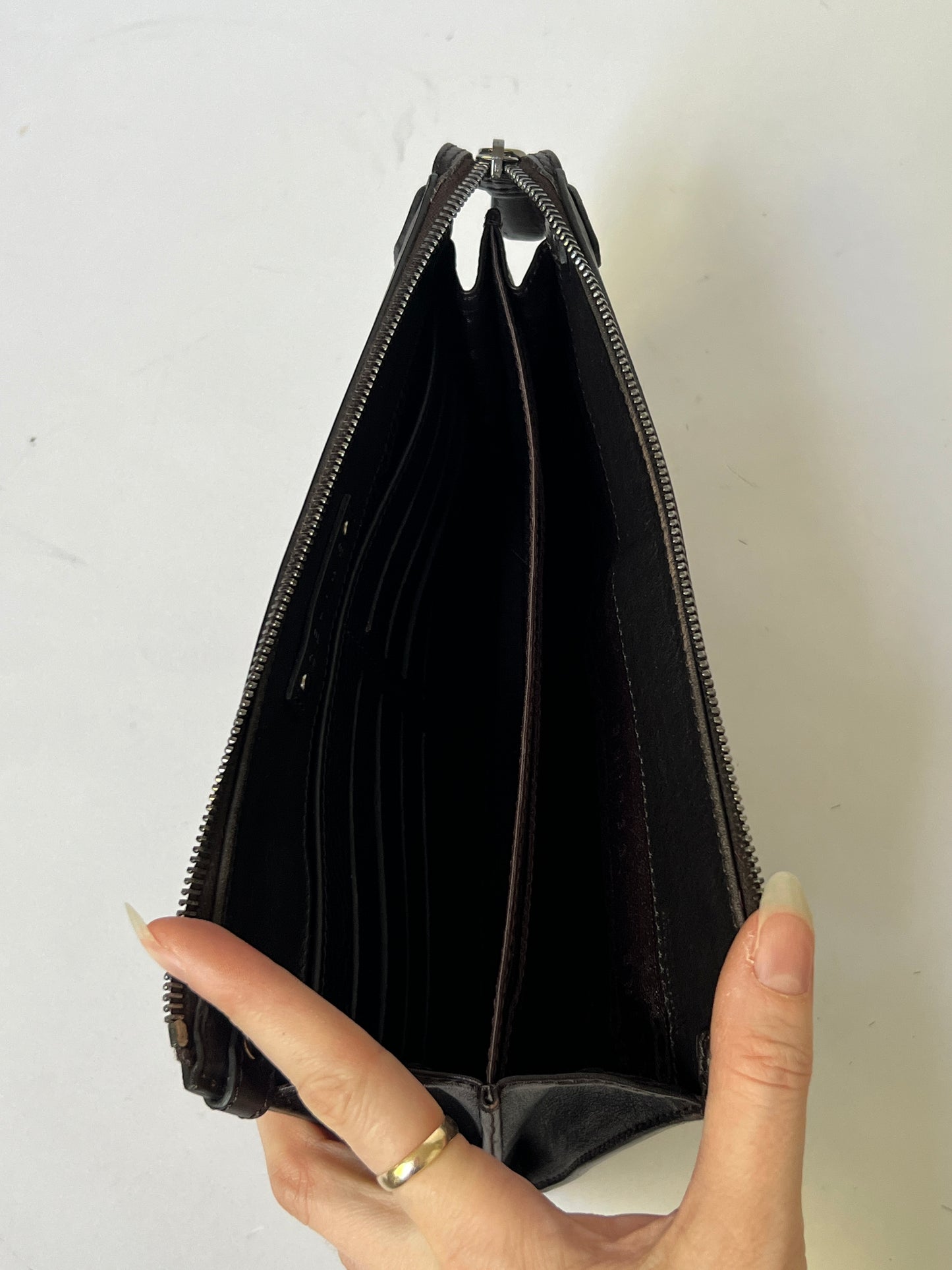 Céline Oxblood Pony Hair Clutch + Wallet