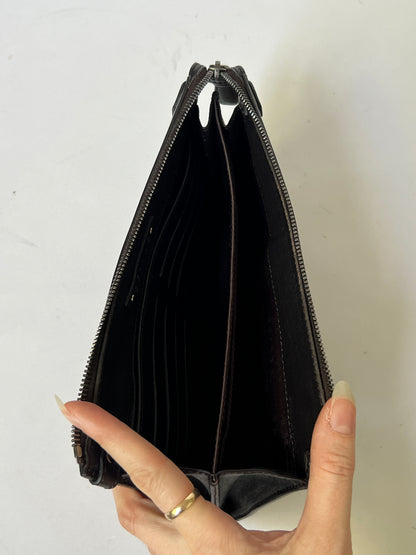 Céline Oxblood Pony Hair Clutch + Wallet