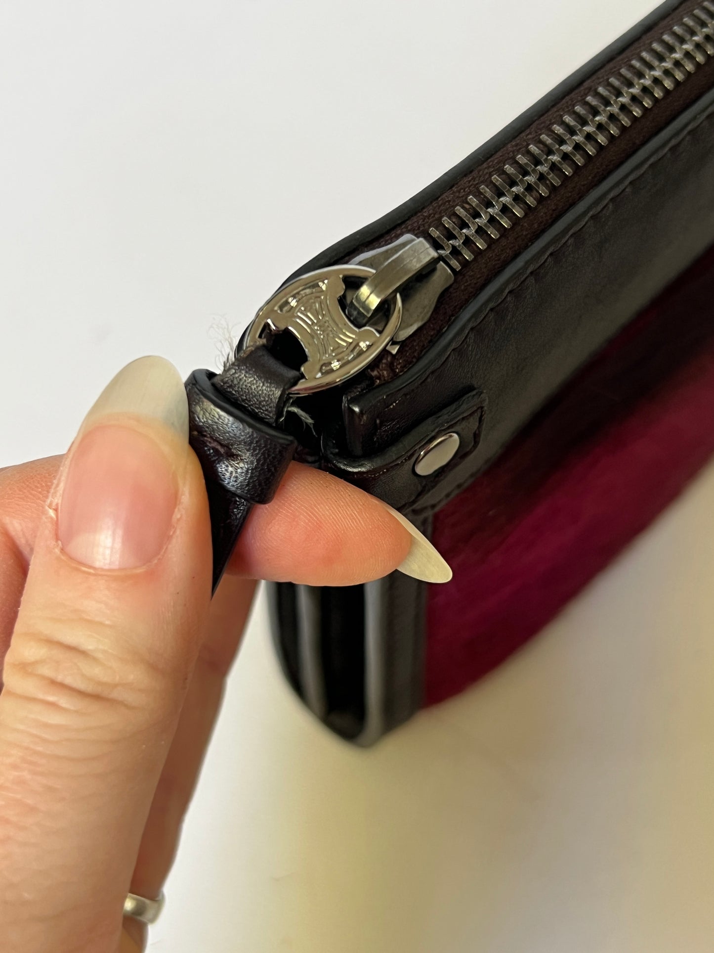 Céline Oxblood Pony Hair Clutch + Wallet