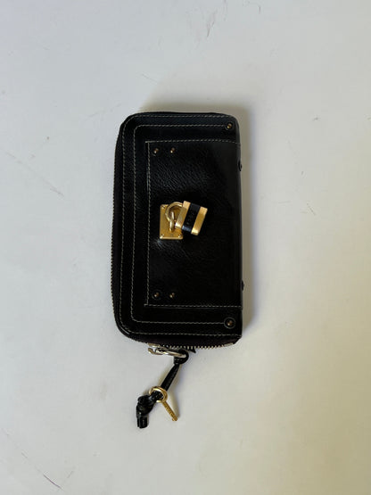 Chloé Paddington Black Leather Wallet with Padlock