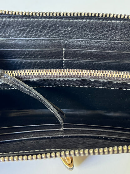 Chloé Paddington Black Leather Wallet with Padlock