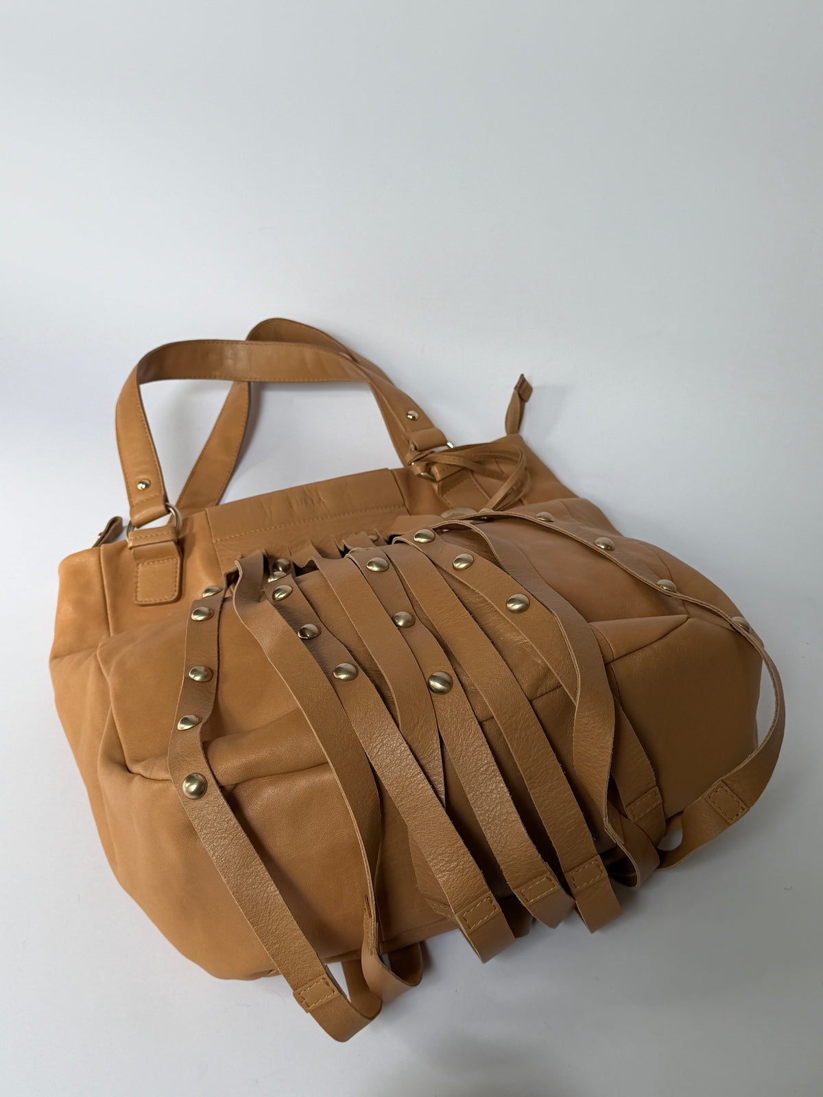 Furla Studded Fringe Leather Tote Bag