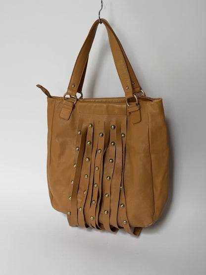 Furla Studded Fringe Leather Tote Bag