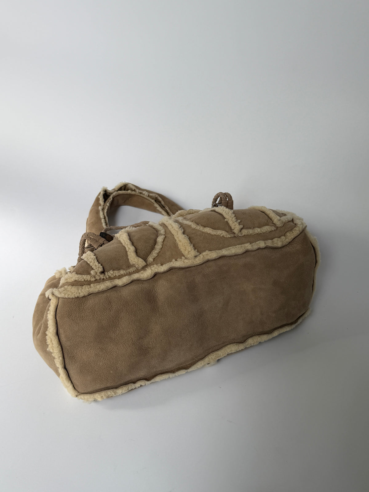 Mouton Shearling Tote Bag with Horn Toggles
