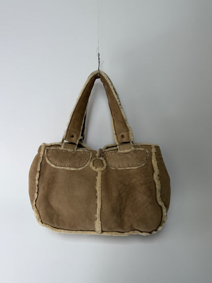 Mouton Shearling Tote Bag with Horn Toggles