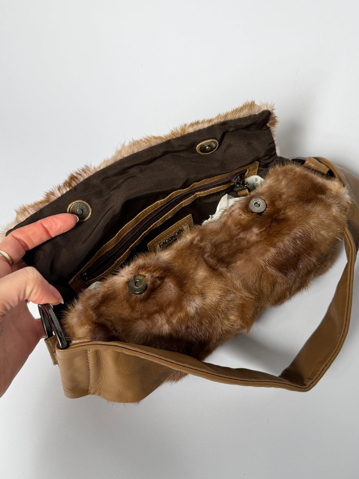 Genuine Fur & Leather Shoulder Bag