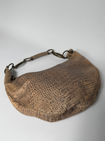 Yurena by Estro Croc-Embossed Leather Crescent Bag