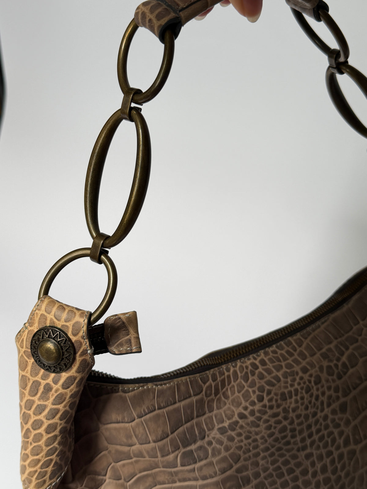 Yurena by Estro Croc-Embossed Leather Crescent Bag