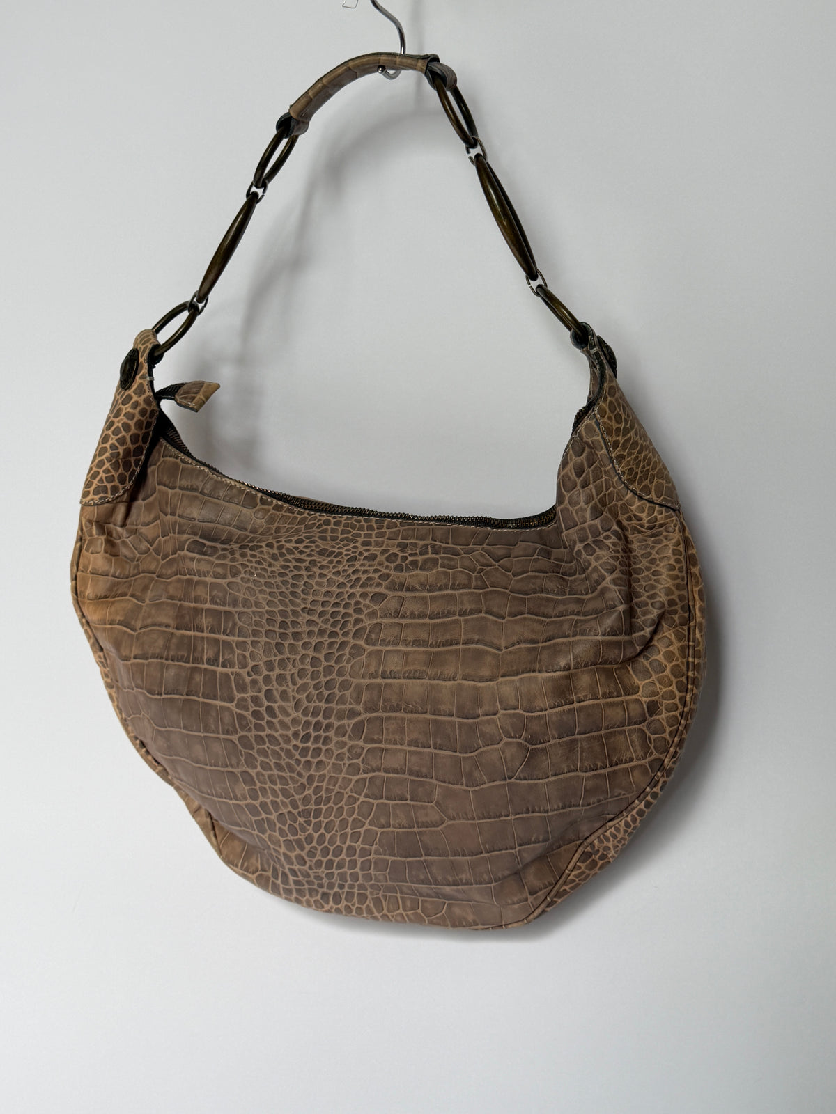 Yurena by Estro Croc-Embossed Leather Crescent Bag