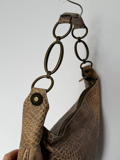 Yurena by Estro Croc-Embossed Leather Crescent Bag