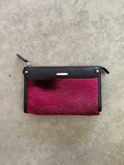Céline Oxblood Pony Hair Clutch + Wallet