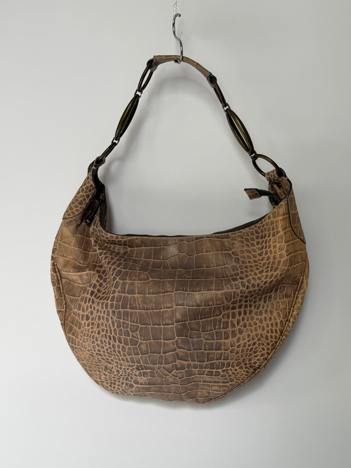 Yurena by Estro Croc-Embossed Leather Crescent Bag