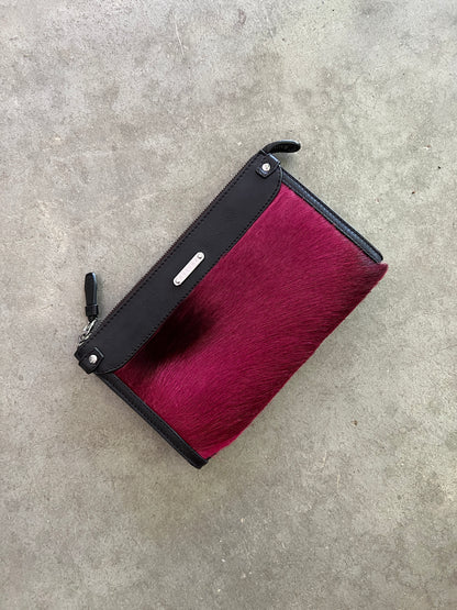 Céline Oxblood Pony Hair Clutch + Wallet