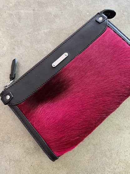 Céline Oxblood Pony Hair Clutch + Wallet