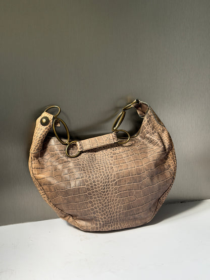 Yurena by Estro Croc-Embossed Leather Crescent Bag