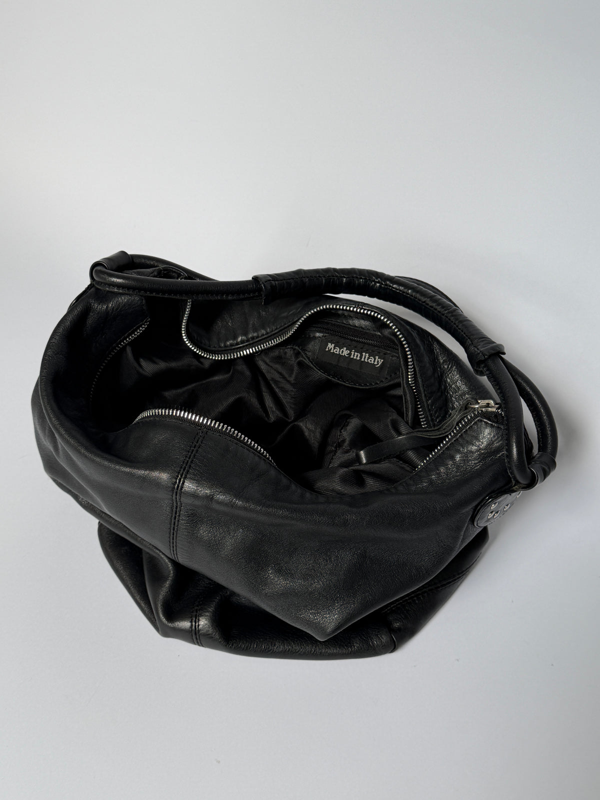 Made in Italy Studded Leather Hobo Bag