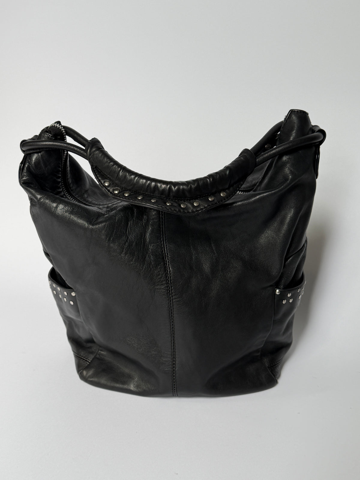 Made in Italy Studded Leather Hobo Bag