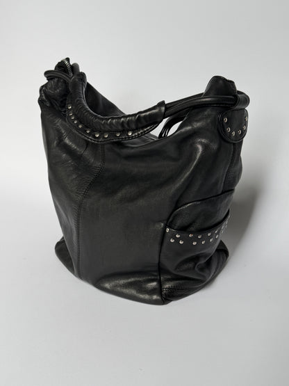 Made in Italy Studded Leather Hobo Bag