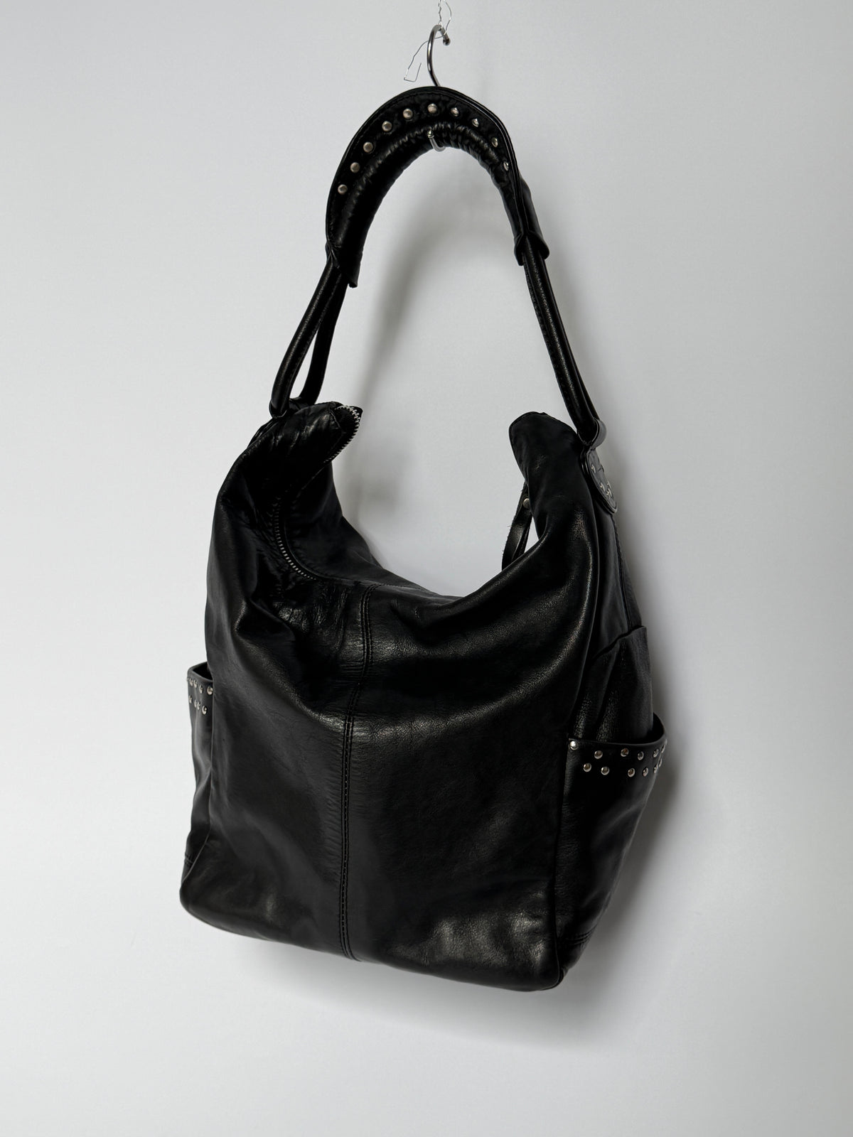 Made in Italy Studded Leather Hobo Bag